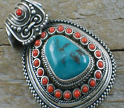 Turquoise Jewelry Turquoise& Coral Pendant